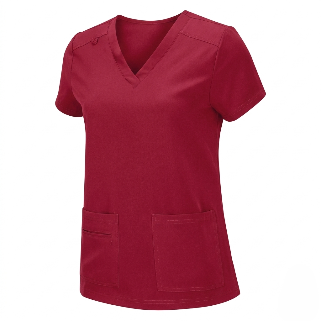 GO! Classic Red Pink Rose Cargo Scrub