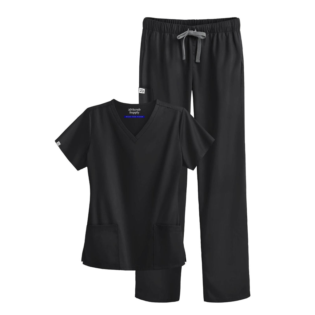 GO! Classic Black Cargo Scrub Set