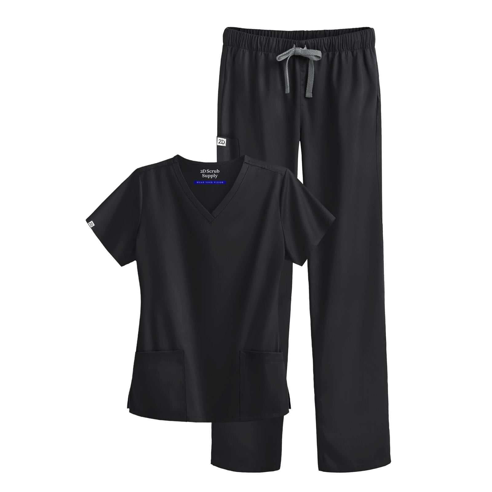 GO! Classic Black Cargo Scrub Set