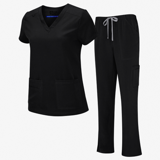 GO! Classic Black Cargo Scrub Set